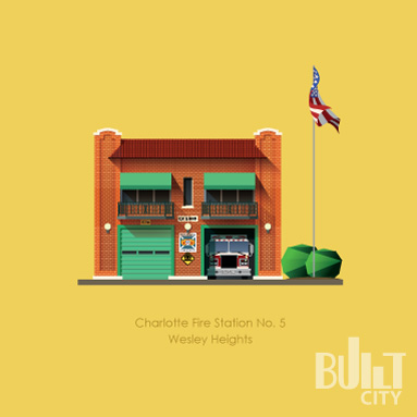 Original Illustration of Charlotte Fire Station No. 5