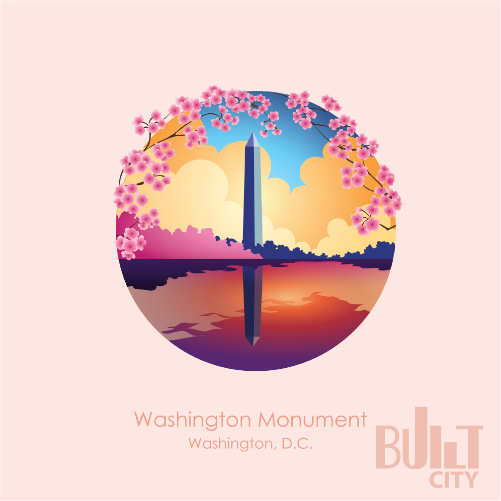 Original Illustration of Washington Monument in Washington DC
