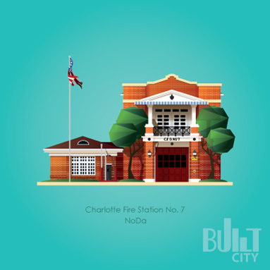 Original Illustration of Charlotte Fire Station No. 7